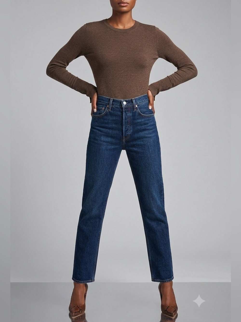 AGOLDE High Rise Straight Leg Jeans medium wash